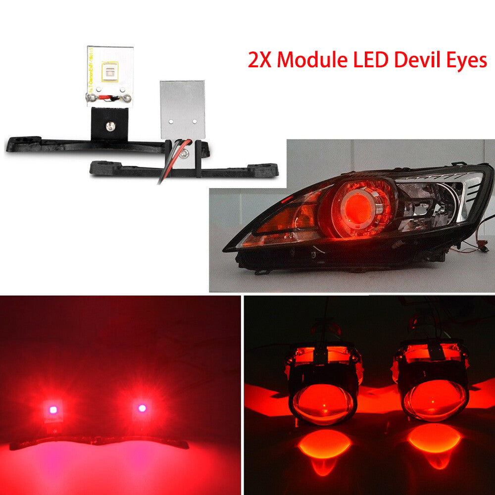 2x Devil Eyes Demon Evil Eye LED DRL For Projector Lens Headlight Retrofit Red