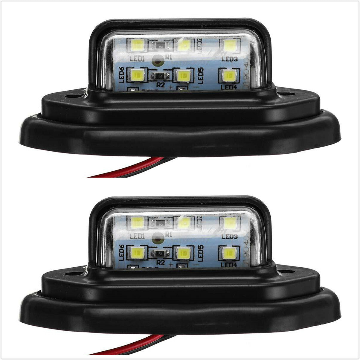 2x LED License Plate Light Tag Lamps Assembly Replacement Kit for Truck Trailer