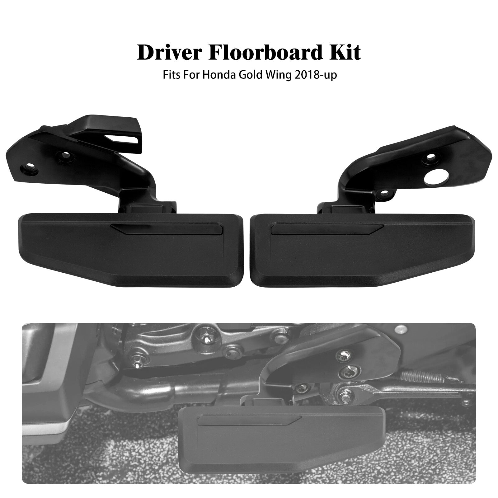 Black Front Driver Footboard Floorboard Fits for Honda Goldwing 1800 2018-2023