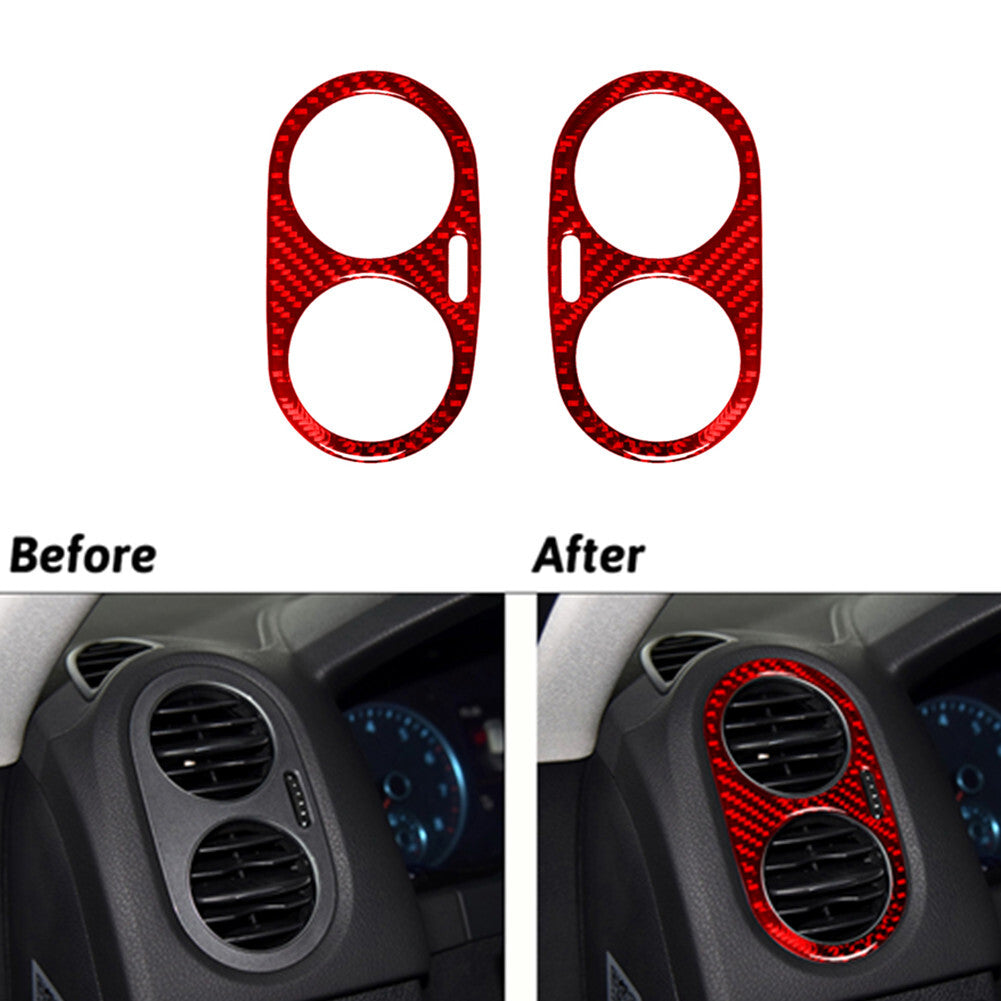 Red Carbon Fiber Side Air Vent Outlet Cover Trim for Volkswagen for Tiguan 2013-2017