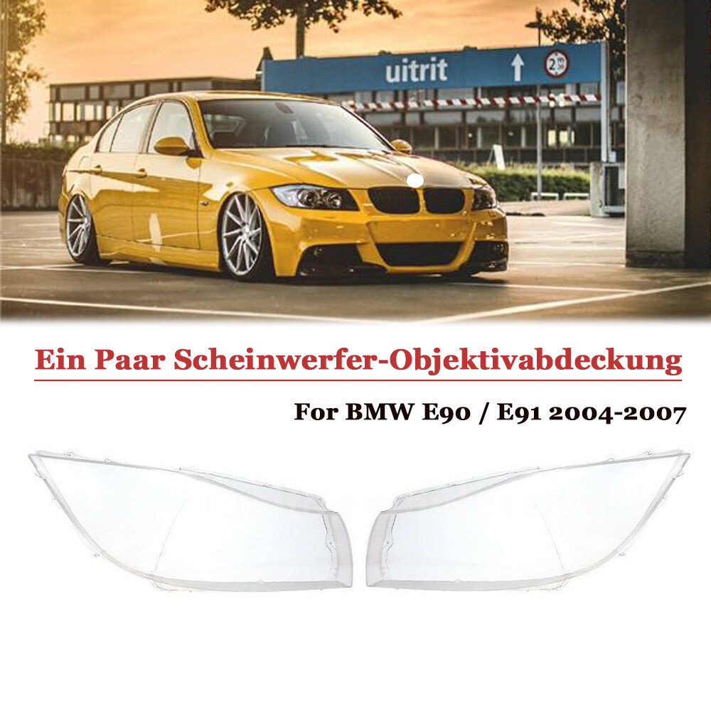 2x Front Headlight Lamp Lens Cover for BMW E90 E91 2004-2007 Clear Lampshade