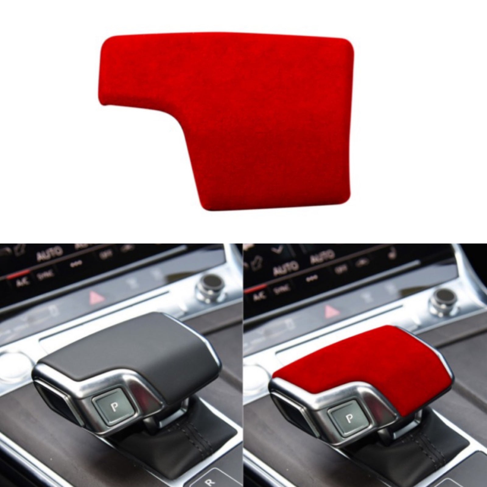 Red suede leather gear shift knob cover is suitable for Audi for A6 and A7. (2019-21)