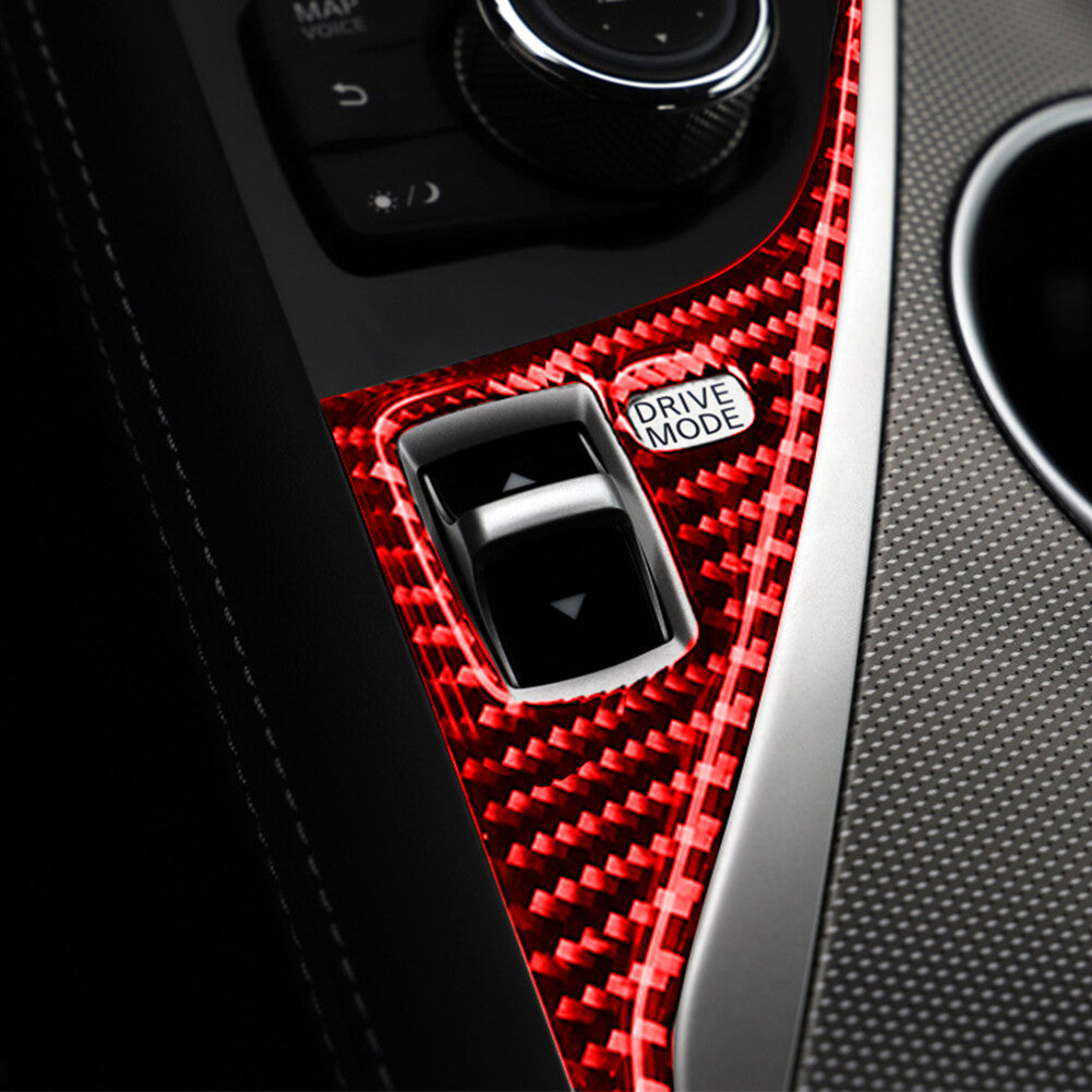 Red carbon fiber gear shift button panel trim suitable for Infiniti Q50 Q60 2014-19