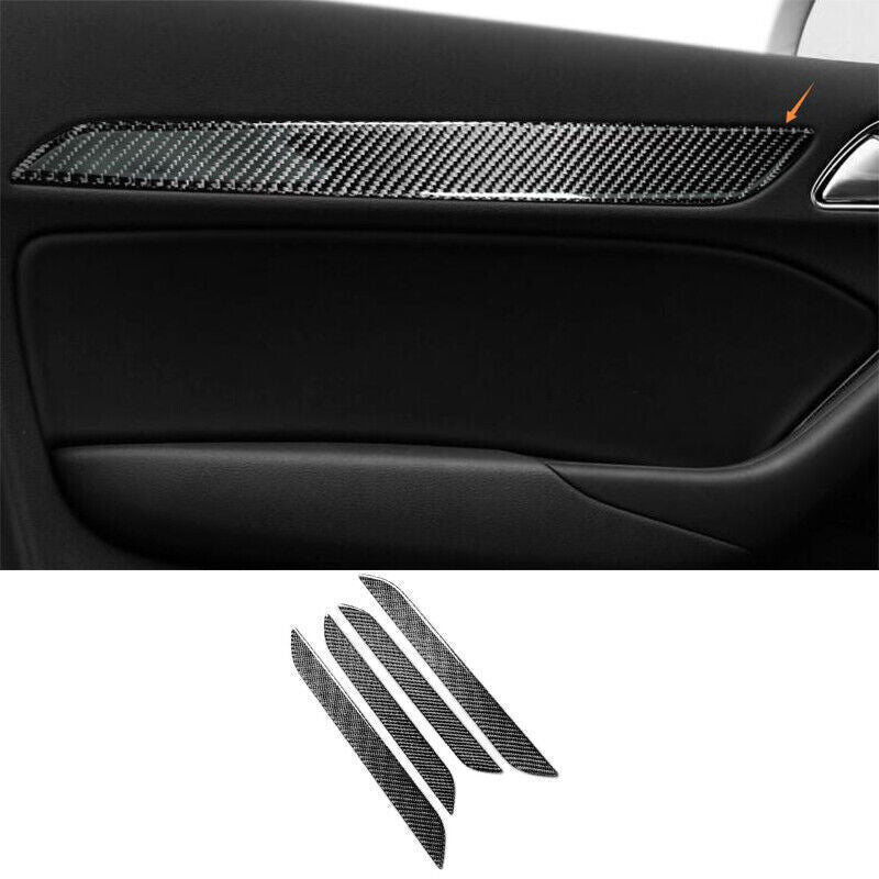 for Audi Q3 2015-2018 Real Carbon Fiber Inner Door Panel Strip Molding Trim 4Pcs