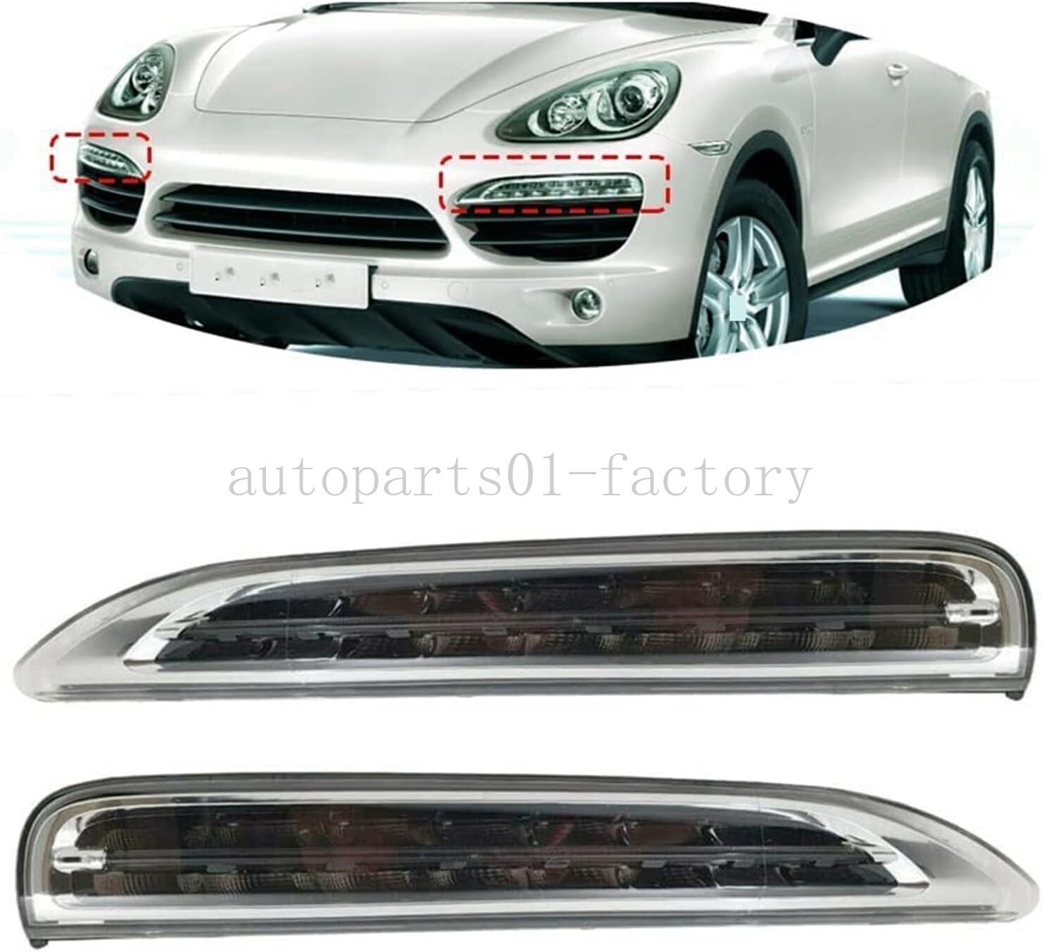 1Pair Front L+Right Bumper Daytime Run Light Lamp LED for 11-14 for Porsche for Cayenne