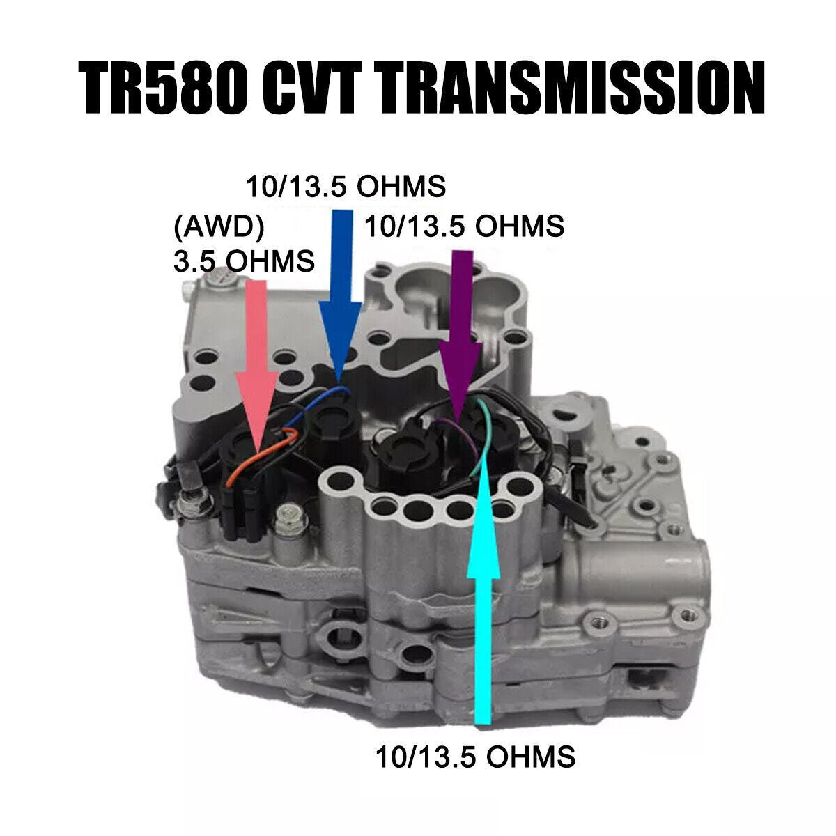 4-Piece Pack for Subaru CVT TR580 TR690 Torque Converter AWD Control and Locking Solenoid Valves