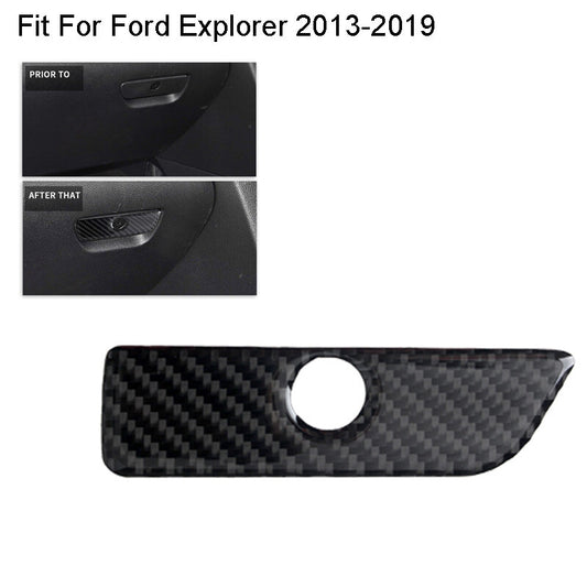 Carbon Fiber Storage Box Handle Cover Trim Sticker for Ford Explorer 2013-2019