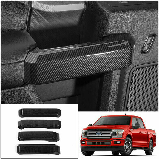 for Ford F150 F-150 2015-2020 Carbon Fiber Inner Door Handle Molding Cover Trim