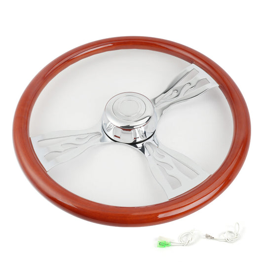 Chrome 3 Spoke 18 Wood Steering Wheel for Freightliner / for Kenworth / for Peterbilt / for Volvo