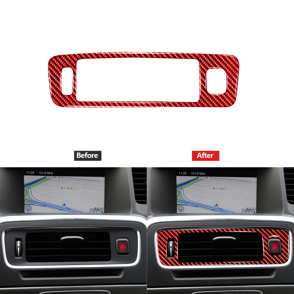 Red Carbon Fiber Center Air Vent Outlet Lower Cover Trim for Volvo V60 2010-2017