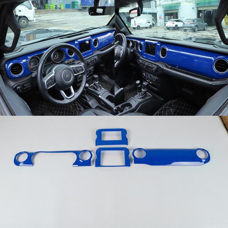for Jeep for Wrangler JL JT 2018-23 Blue Central Control Instrument GPS Panel Trim