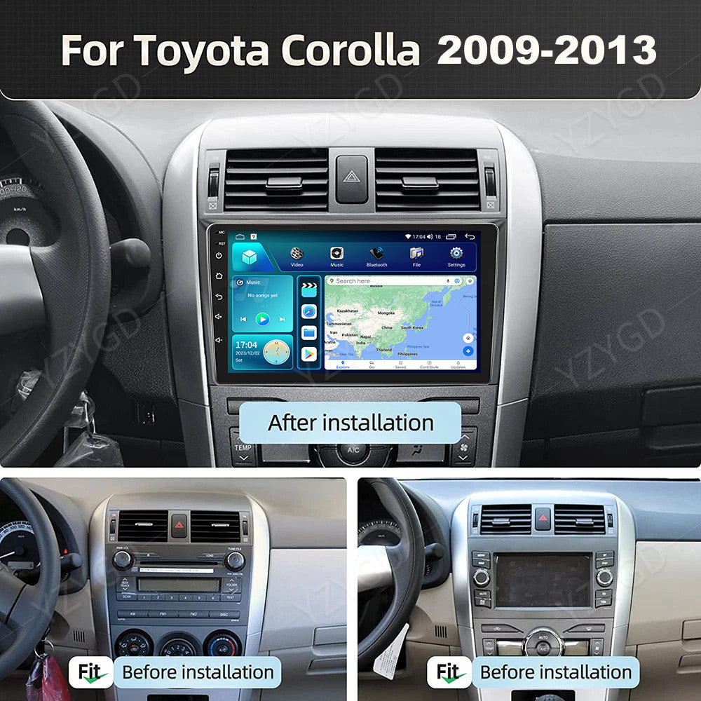 for Toyota for Corolla 2009-2013 Stereo Android Auto CarPlay Car Radio GPS Screen BT