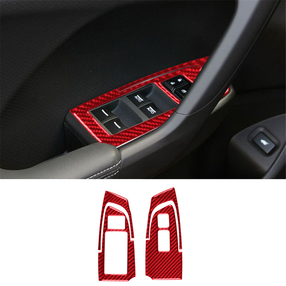 4Pcs Red Carbon Fiber Front Window Control Cover Trim for Acura TSX 2009-2014