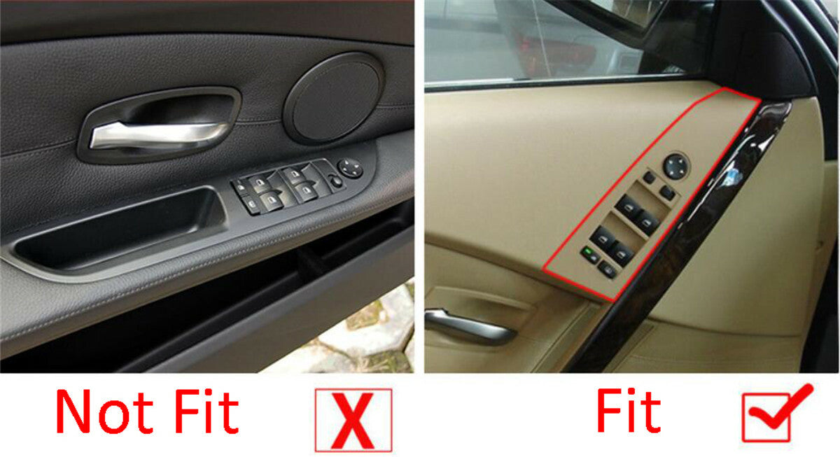 Silver ABS Window Lift Switch Button Trim Kit for BMW 5 Series E60 E61 2004-2006