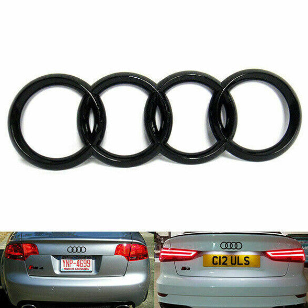 for Audi etron GT RS badge ring logo sticker rear boot Trunk badge gloss black