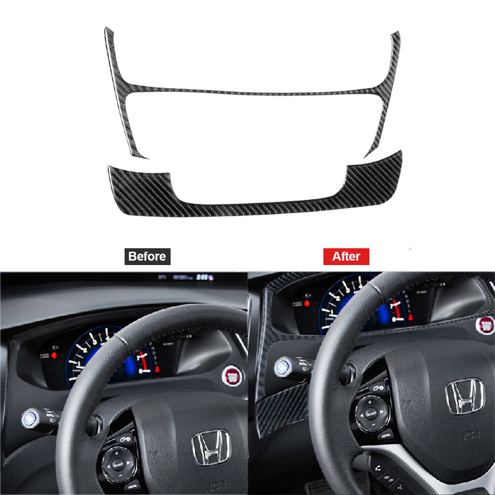 2X Carbon Fiber Speedmeter Below Frame Trim Cover Fit for Honda for Civic Coupe