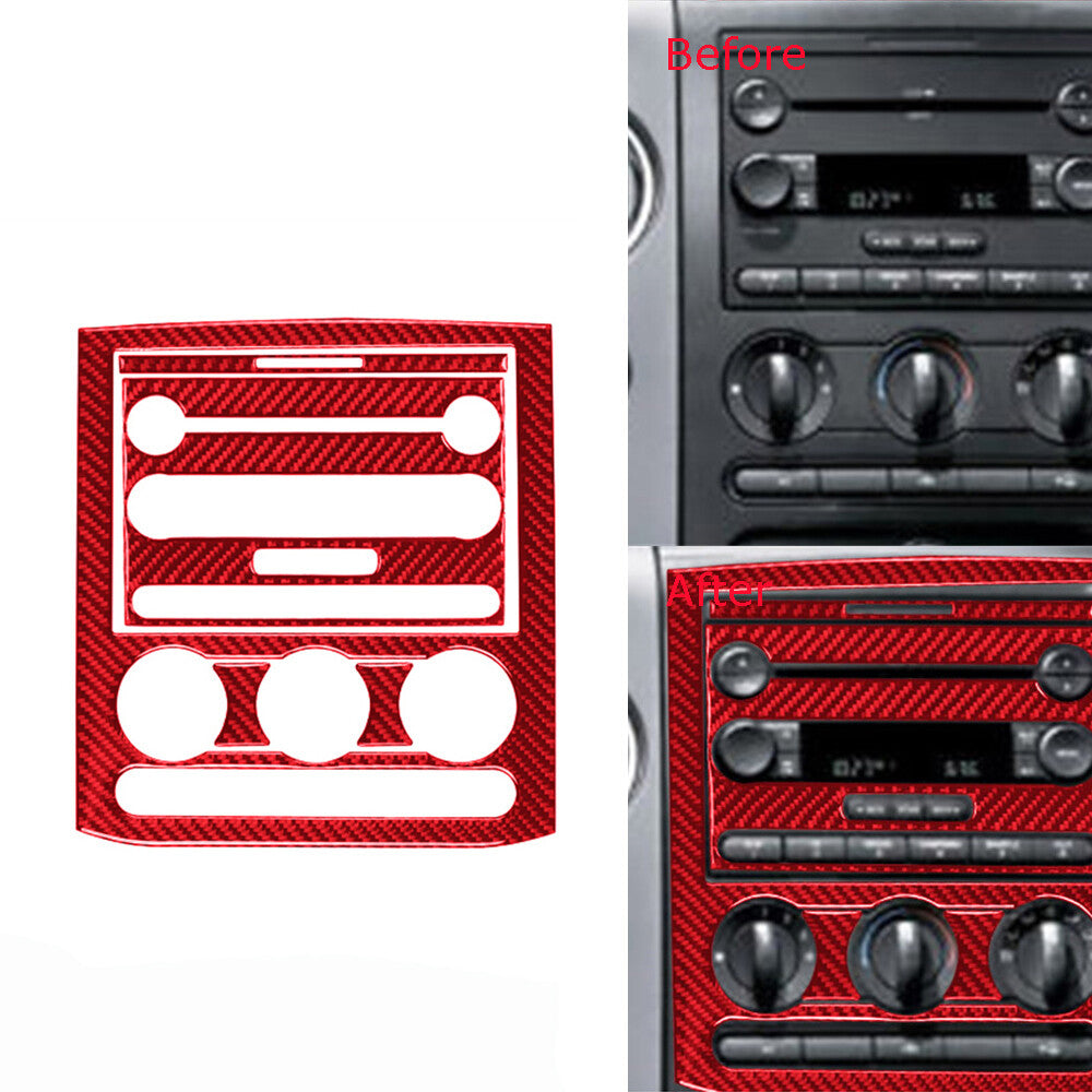 5Pcs Red Carbon Fiber Center Control Panel Trim Cover Type B for Ford F150 04-08
