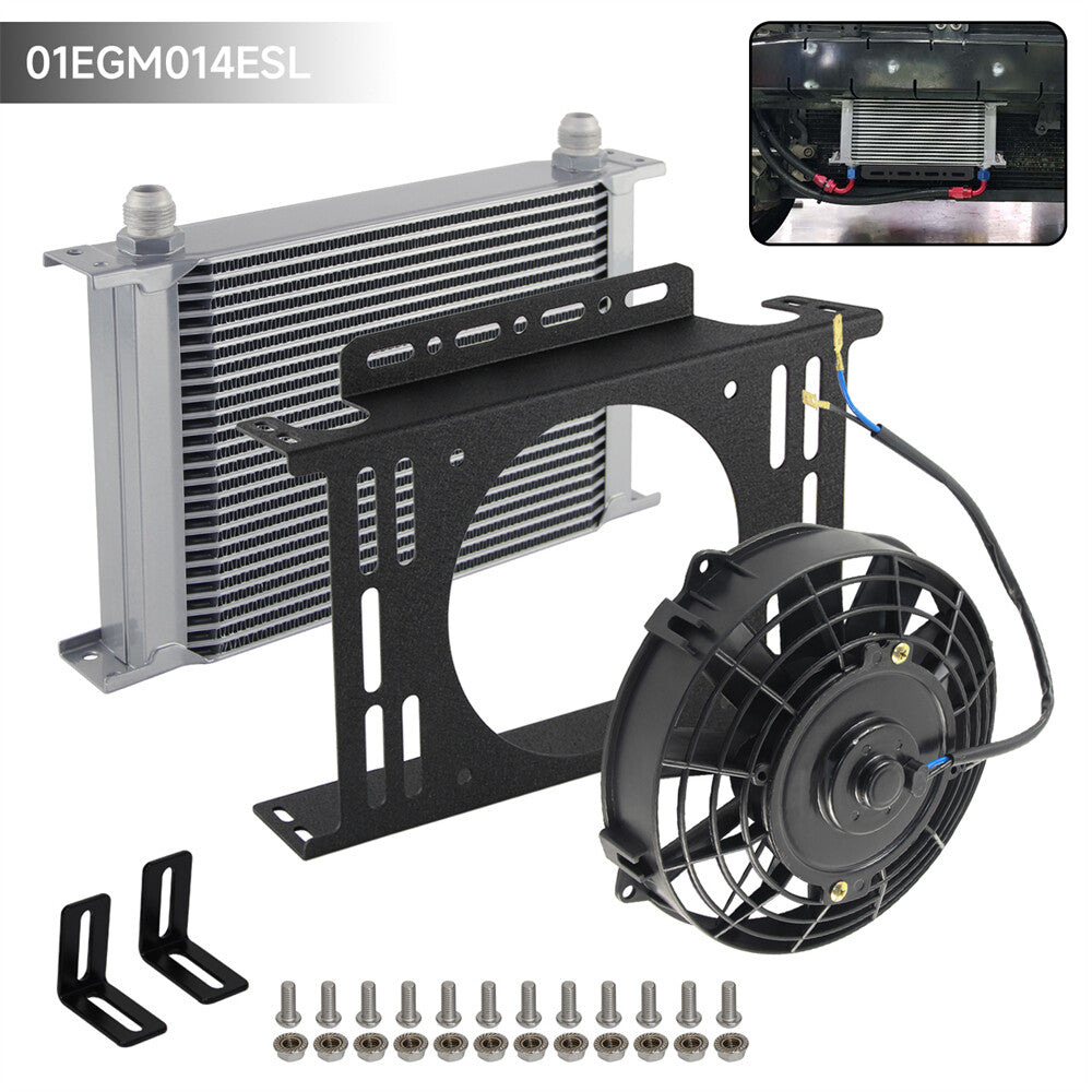 Universal 25 Row AN10 Engine Oil Cooler + 7 Fan Kit New Mounting Bracket Kit SL