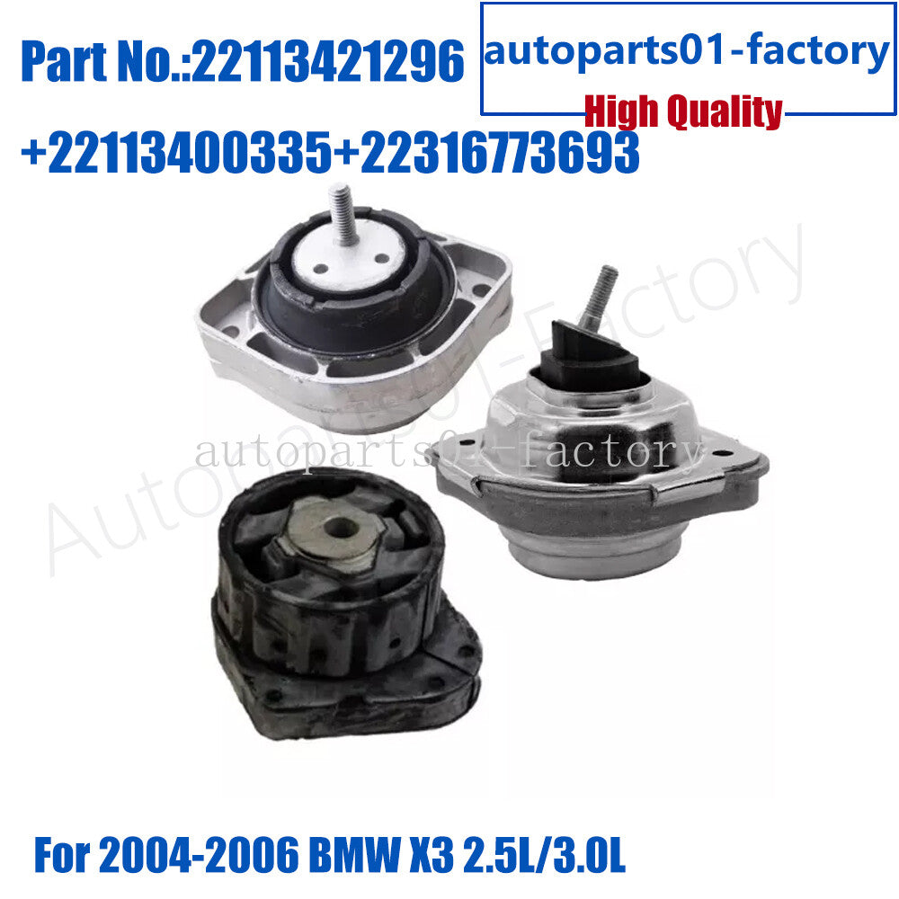 Set of 3PCS Engine Motor  Trans Mount for BMW X3 2.5L/3.0L 2004-2006