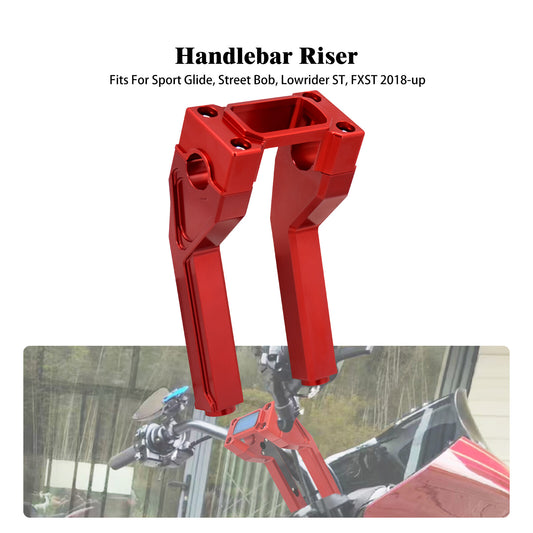 1 Handlebar 8 Red Riser Clamp Kit for Harley Softail Street Bob Low Rider ST