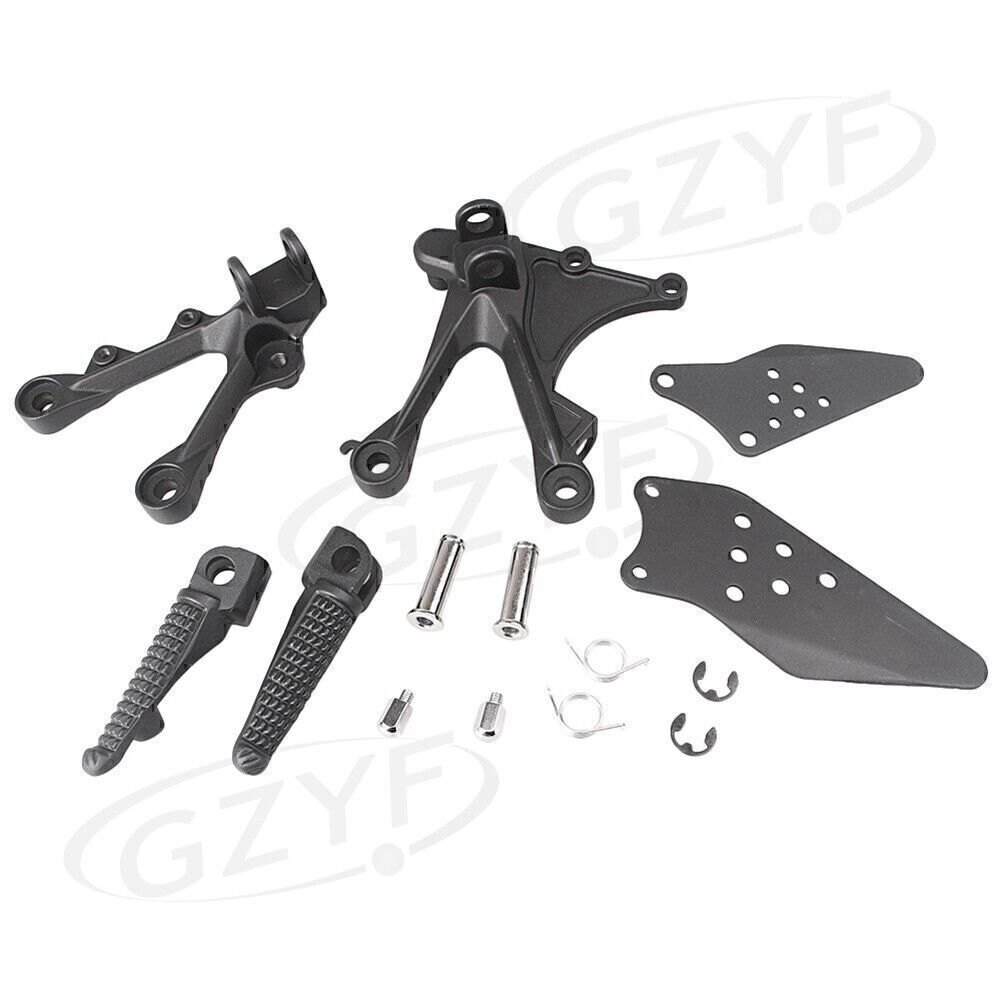 Abrasive Rearset Footrest Assembly Kit for Kawasaki ZX6R 2005-2008 Black