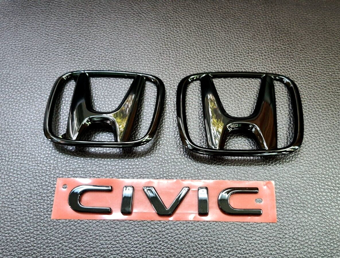NEW FOR H +1 for CIVIC FE BLACK GLOSSY LOGO EMBLEM for HONDA for CIVIC FE 2021-24