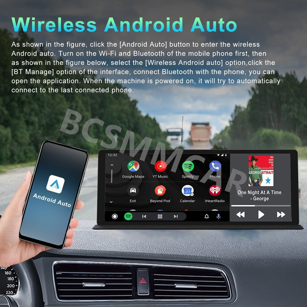 4K Dual Lens Car Dash Cam For Carplay Android Auto DVR WIFI W/Rearview Camera