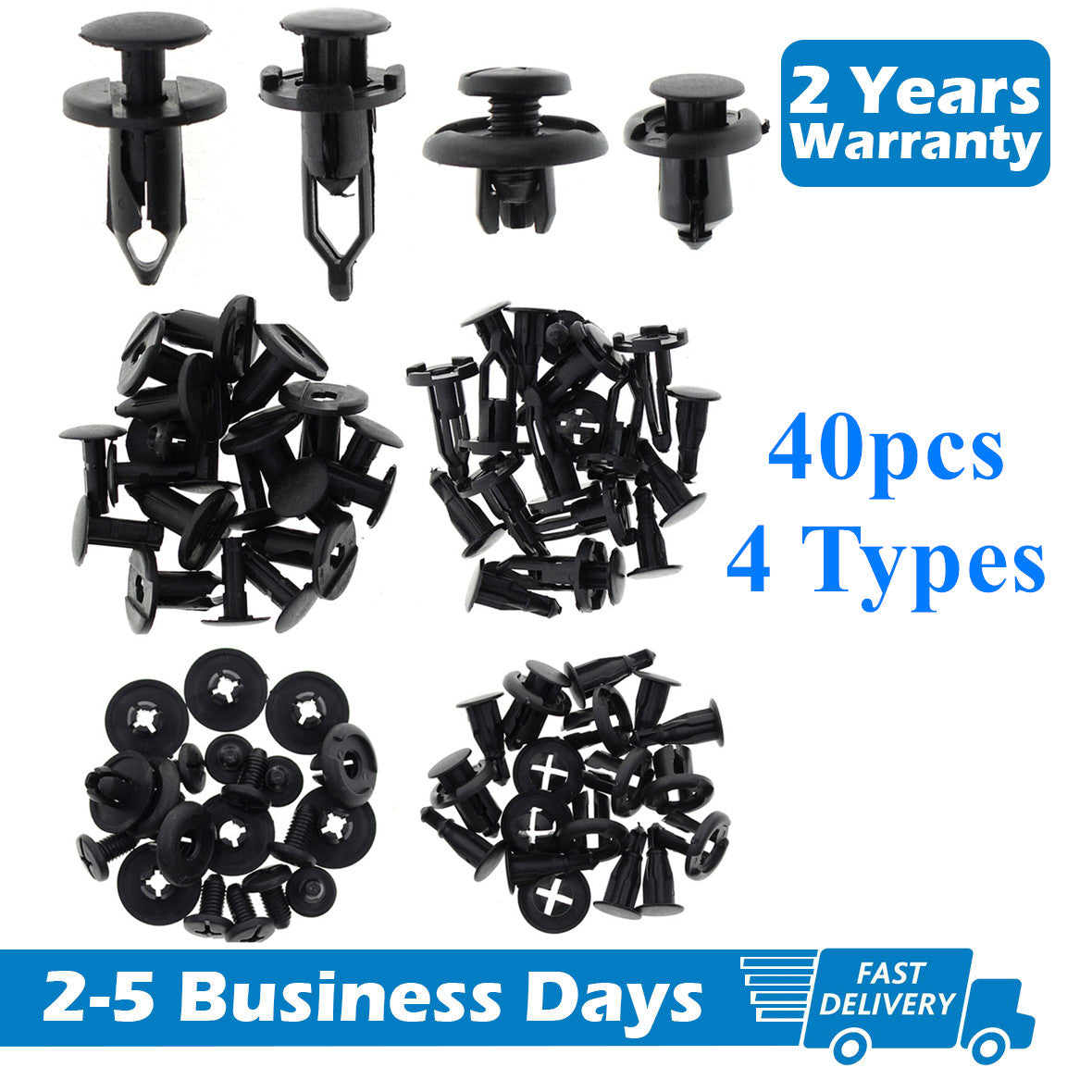 40 pieces of automotive push-rivet fastener fixing pins for body bumper decoration mold clamps