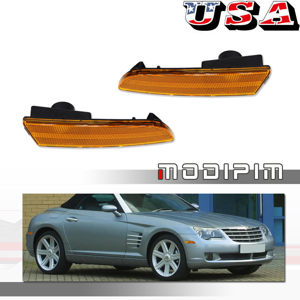 2-Piece Amber Front Marker Light Housing Kit for 04-08 for Chrysler Crossfire SRT-6