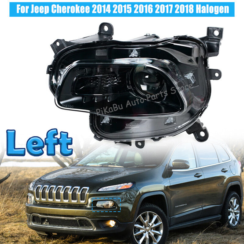 Left Headlight Headlamp Halogen Front Fog Light for Jeep Cherokee 2014-2018
