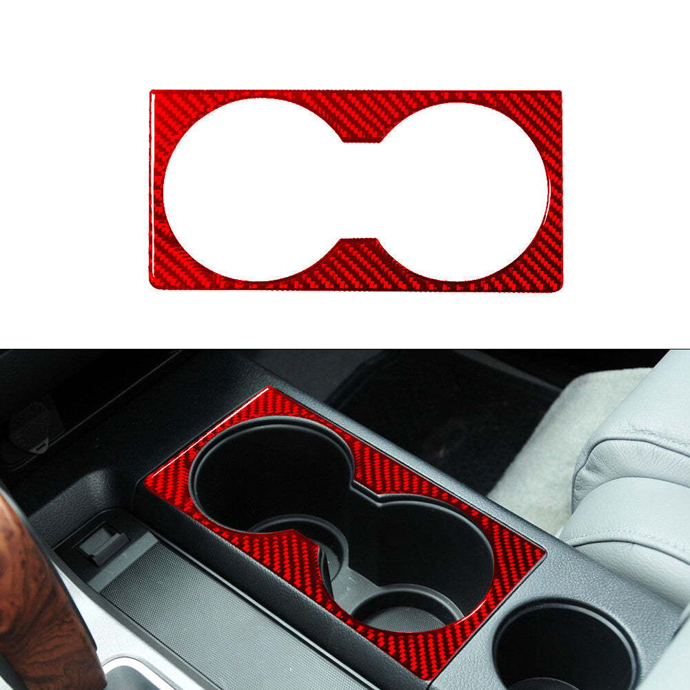 Red Water Cup Slot Frame Panel Trim Carbon Fiber for Toyota Tundra 2007-2013
