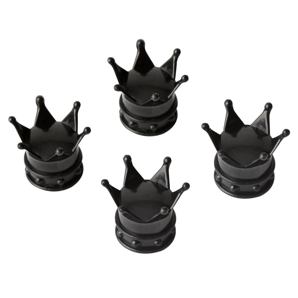 4Pcs Car Black King Crown Tyre Tire Wheel Valve Stems Air Dust Cover Cap