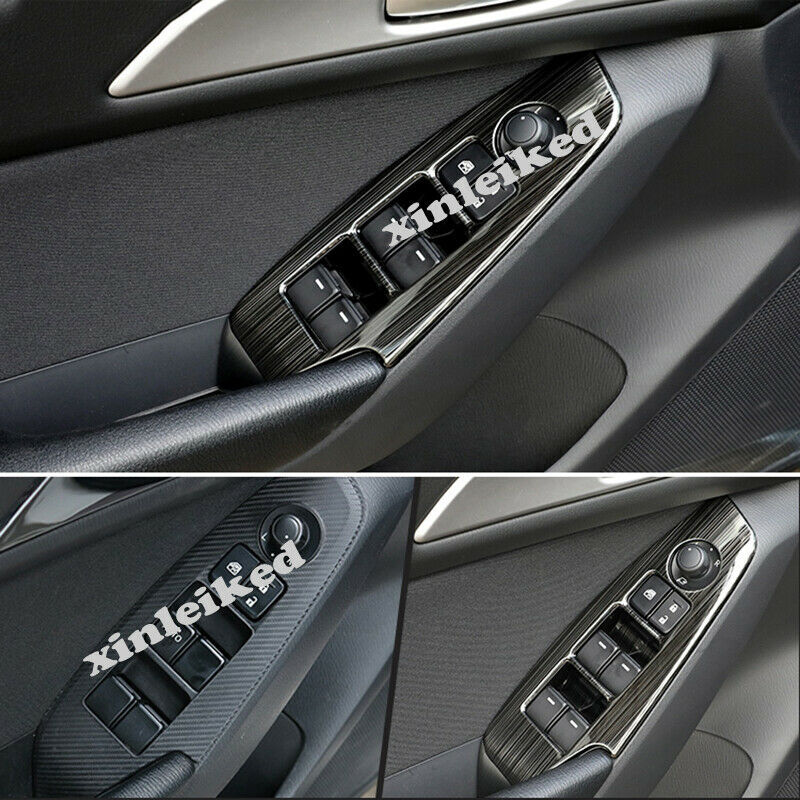 Black Stainless Window Lift Switch Decor Cover Trims for Mazda 3 Axela 2017-2018