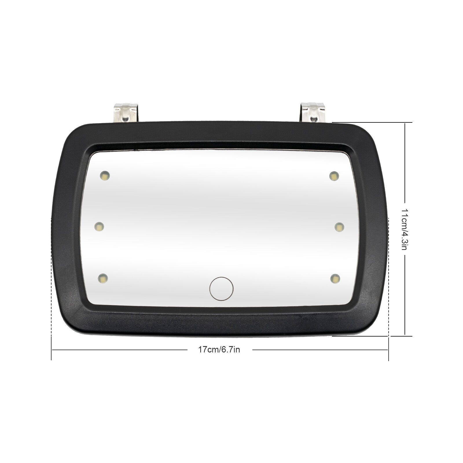 Universal 6 LED Car Sunscreen Makeup Mirror Vanity Clip Cosmetic Mirror