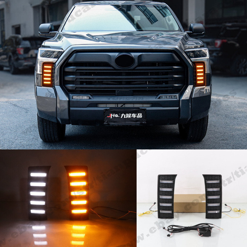 for Toyota Tundra 2022 2023 LED Daytime Running Lights DRL Turn Signal Lights