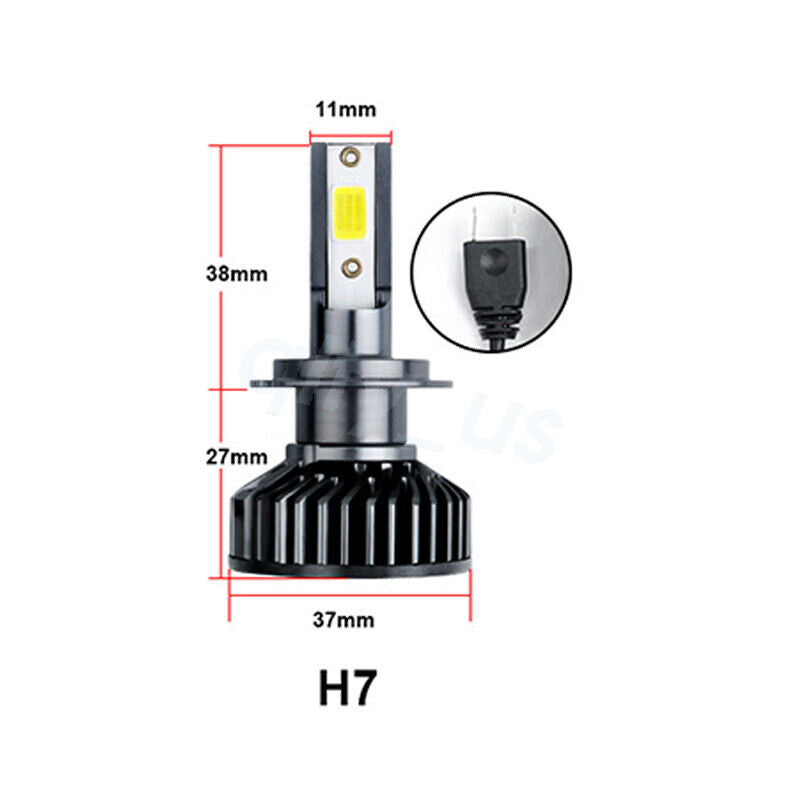 2PCS H7 LED 6000K White High/Low Beam Headlight Conversion Kit Light Bulbs