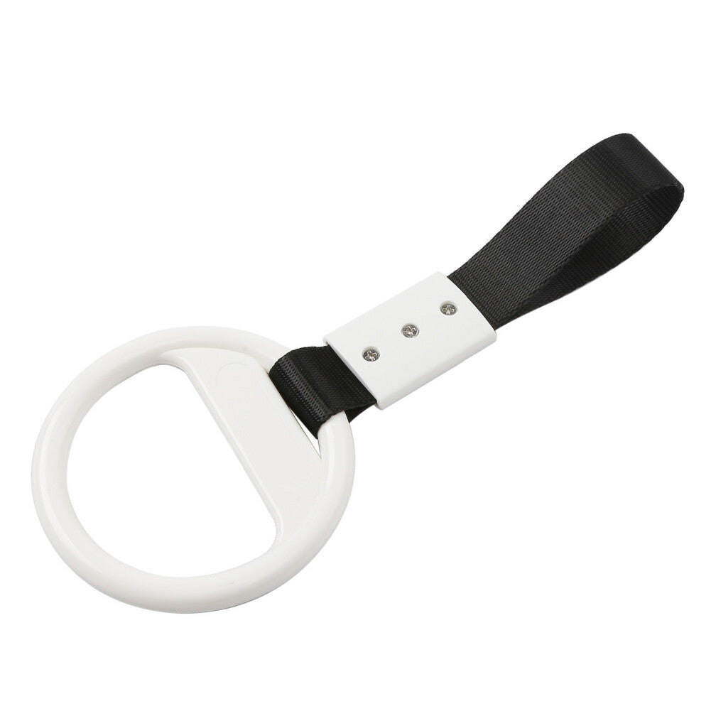 1Pcs White Round Ring Train Bus Handle Hand Strap Drift Charm Tools Black Belt
