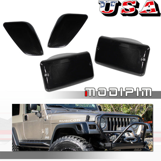 4-piece smoked bumper signal + mudguard side marker light for Jeep 1997-2006 for Wrangler TJ