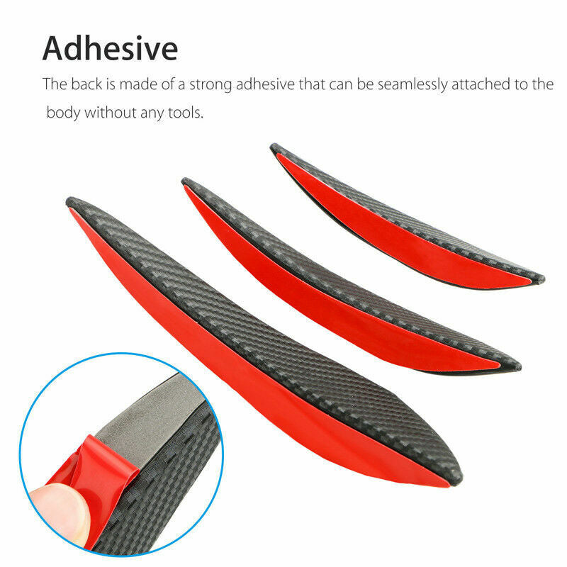 6pcs Carbon Fiber Car Front Bumper Lip Splitter Fins Body Spoiler Ducks Refit