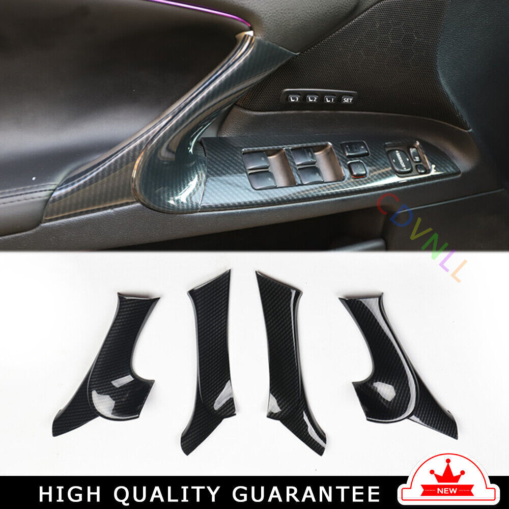 Interior Door Armrest Panel Trim 4PCS for Lexus IS 2006-2011 Black Carbon Fiber