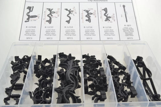 54 Pcs Car Body Wiring Harness Fastener Routing Clips Convoluted Assortment Kit