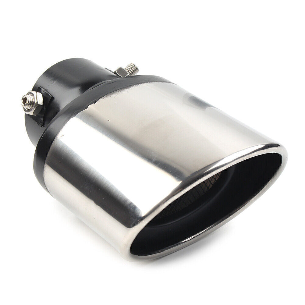 Car Stainless Steel Rear Tail throat Exhaust Pipe Muffler Tip Round Silver