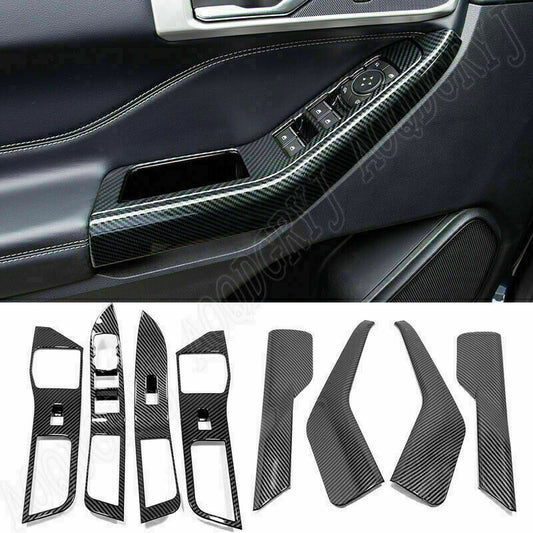Carbon Fiber Window Lift Switch Button Panel Cover for Ford Explorer 2020-2022
