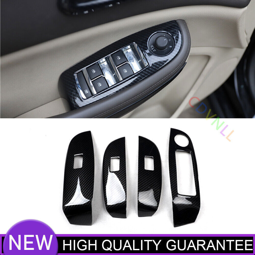 for Chevrolet Malibu 2013-15 Carbon Fiber Door Window Lift Switch Cover Trim 4X