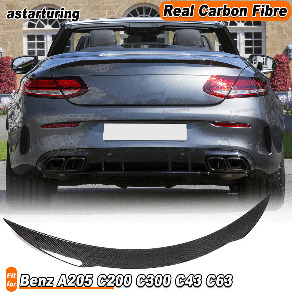 REAL CARBON for Benz A205 C200 C300 C43 C63 Convertible Rear Trunk Spoiler Wing