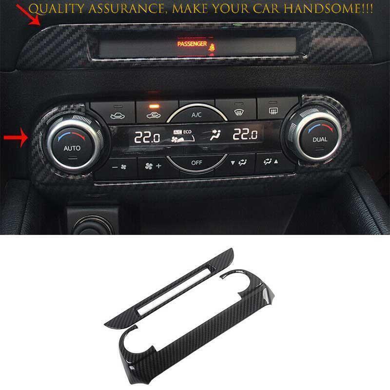 2P for Mazda CX-5 17-24 Carbon Fiber Center Console AC Switch Control Panel Trim