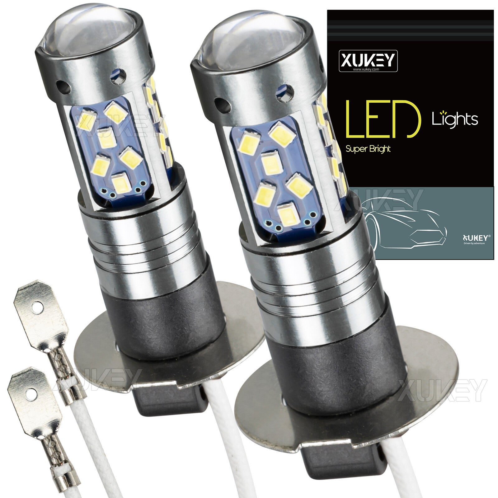 2x H3 LED Light Bulbs Conversion White HID Bright 6000K 27-SMD Fog Lamp Bulb 453