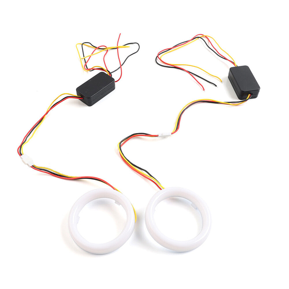 95mm white amber switch LED angel eye halo car headlight modification