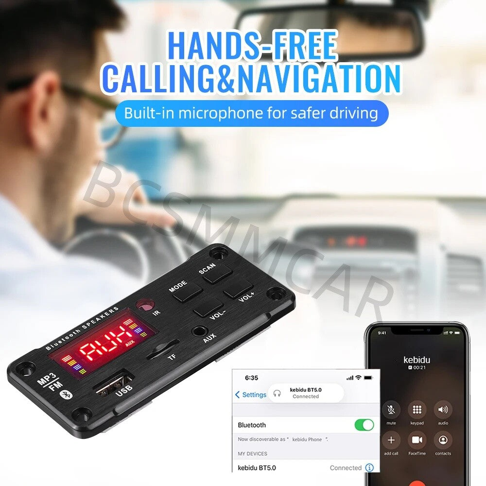 Car FM Radio Module Bluetooth Speaker MP3 Decoder Board USB TF AUX Music Player