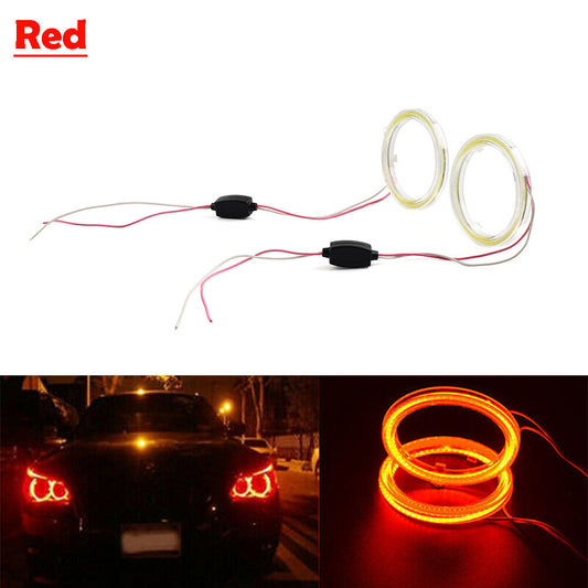 70MM DRL Car Fog Headlights Lamp COB Angel Eyes Halo Ring LED Light Lamps Red